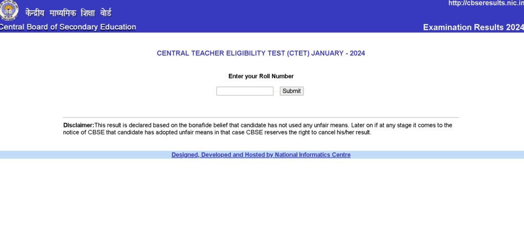 CTET 2024 Result declared Download Link