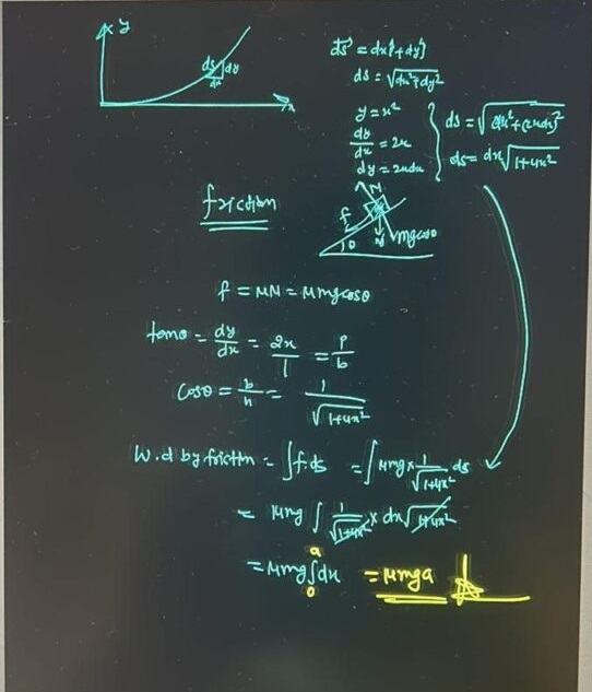 oa is a rough surface whose equation is y = x2 [here x-axis is horizontal and y-axis is vertical]. a small block of mass m is slowly